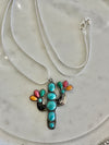 Silver Cactus Beaded Pendent & Silver Terracotta Heart Earrings