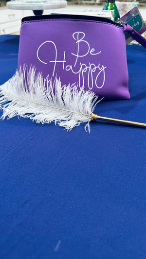 Purple "Be Happy" Make Up Bag w/ 12 Beautifully Designed Handmade Cards