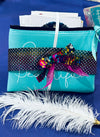 Turquoise "Hello Beautiful Make Up Bag filled 13 Handmade Cards