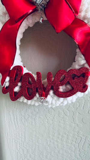 White & Red Valentines Wreath