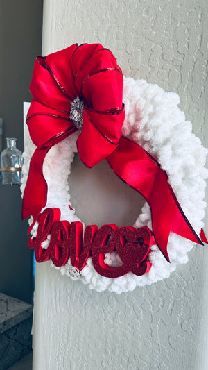 White & Red Valentines Wreath