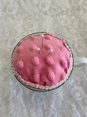 Pink Vintage Teacup Pin Cushion