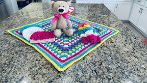 Ray of Sunshine Hand Crocheted Baby Afghan Set