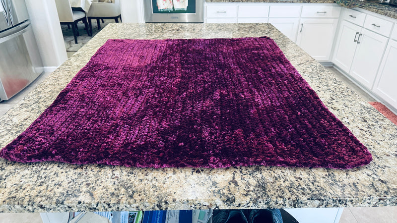 Hand Crocheted Purple Burgundy Weighted Velvet Blanket/Throw