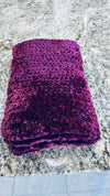 Hand Crocheted Purple Burgundy Weighted Velvet Blanket/Throw