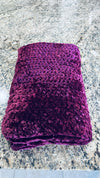 Hand Crocheted Purple Burgundy Weighted Velvet Blanket/Throw