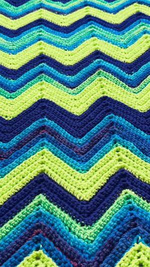 Purple, Lime Green & Turquoise Hand Crocheted Throw