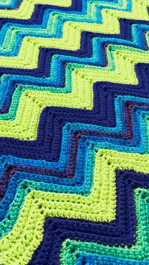 Purple, Lime Green & Turquoise Hand Crocheted Throw