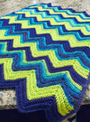 Purple, Lime Green & Turquoise Hand Crocheted Throw