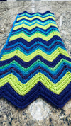 Purple, Lime Green & Turquoise Hand Crocheted Throw