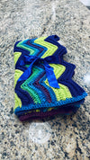 Purple, Lime Green & Turquoise Hand Crocheted Throw