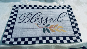 Buffalo Plaid "Blessed" Placemat Set w/ Matching Kitchen Towel