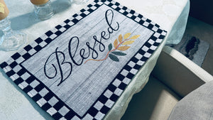 Buffalo Plaid "Blessed" Placemat Set w/ Matching Kitchen Towel