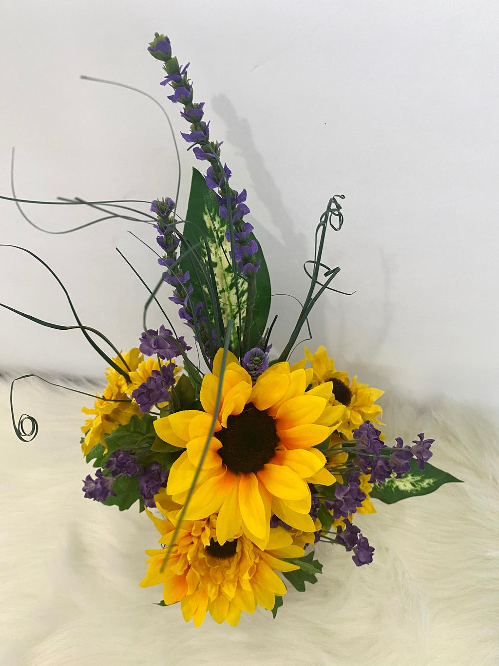 Sunflower Floral Arrangement w/Purple Floral Accents