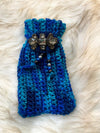 Small Royal Blue & Turquoise Gift Bag W/Detachable Jeweled Embellishment