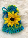 Small Turquoise Gift Bag W/Sunflower Embellishment