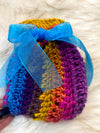 Small Turquoise, Purple, Gold & Pink Gift Bag W/Turquoise Bow Drawstring