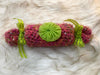 Pink Specialty Yarn Tube Gift Container W/Lime Green Embellishment