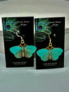 Green & Gold Vintage Hypoallergenic Butterfly Fine Metal Earrings