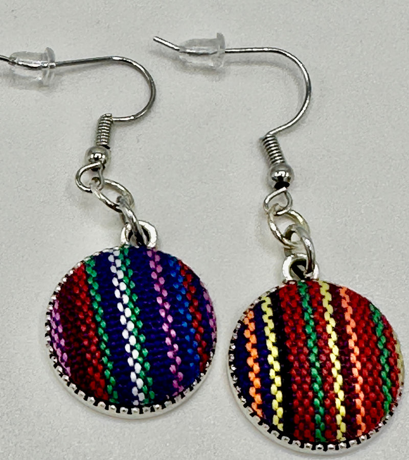 Multi-Colored Vertical Striped Hypoallergenic Earrings