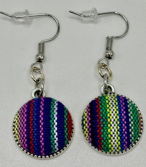 Multi-Colored Vertical Striped Tapestry Earrings