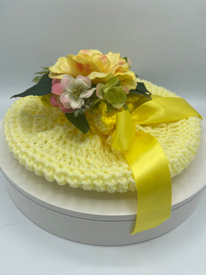 Yellow Floral Cookie Wrap w/ Yellow Satin Drawstring Bow