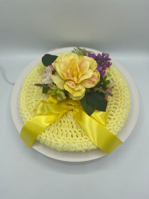 Yellow Floral Cookie Wrap w/ Yellow Satin Drawstring Bow