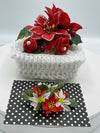 White Gift Bag w/Poinsettia Embellishment