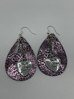 Purple & Black Snake Skin Leather Earrings