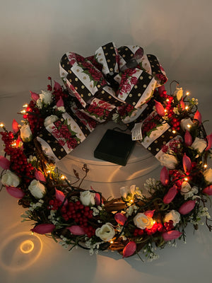 Light Up Floral Grapevine Wreath