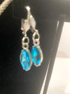 Round Silver Turquoise Rhinestone Pendent & Tear Drop Earrings