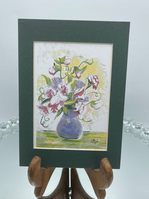 Green Matted Lavender Floral Vase