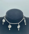 Silver Anklet w/ Four Rhinestone Medallions