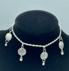 Silver Anklet w/ Four Rhinestone Medallions