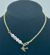 Gold Chain Anklet w/Clear Beads & Dove w/ Beaded "HOPE"