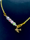 Gold Chain Anklet w/Clear Beads & Dove w/ Beaded "HOPE"