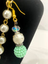 Mint Green & Pearl Floral Necklace w/ Matching Mint Green & Pearl Earrings (Clearance)