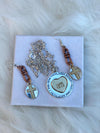 Silver & Gold Scripture Pendant Necklace & Matching Earrings