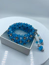 Turquoise Beaded Rhinestone Bracelet w/ Matching Earrings