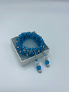 Turquoise Beaded Rhinestone Bracelet w/ Matching Earrings