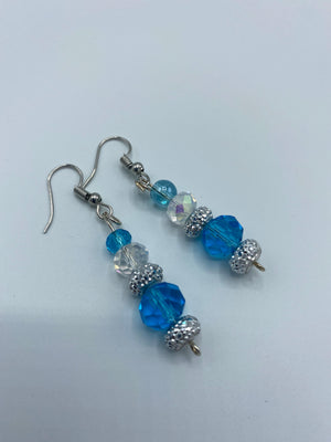 Turquoise Beaded Rhinestone Bracelet w/ Matching Earrings