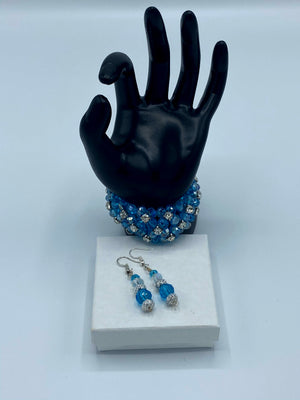 Periwinkle Rhinestone Bracelet & Matching Earrings