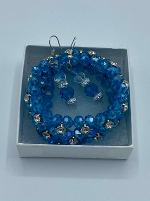 Periwinkle Rhinestone Bracelet & Matching Earrings