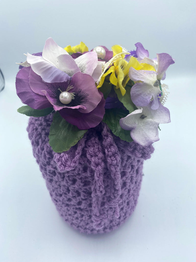 Dreamy Lavendar Gift Bag w/Flowers, Pearls & Lace Embellishment