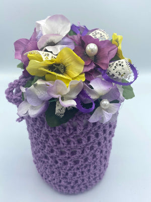 Dreamy Lavendar Gift Bag w/Flowers, Pearls & Lace Embellishment