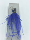 Sapphire Blue Dangling Feather Earrings