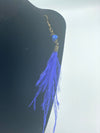 Sapphire Blue Dangling Feather Earrings