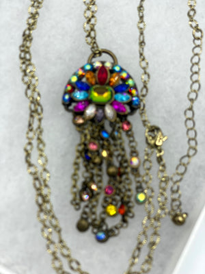 Multi-Colored Rhinestone Pendent & Earrings