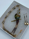 Multi-Colored Tropical Bird Pendent w/Matching Earrings