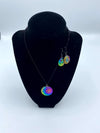 Multi-Colored Metallic Pendent & Matching Earrings